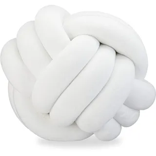 Relaxdays Knotenkissen Ø 25 cm Weiß