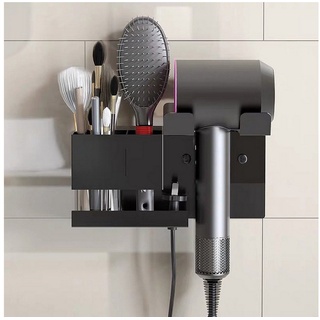 SOTOR Haartrockner Regal Badezimmer Werkzeug Organizer Hängende Regal Haartrocknerhalter, (Nicht bohrend schwarz mit Schrauben) schwarz