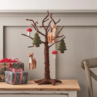Lights4fun Set Filz Baum und Filz Anhänger Weihnachtsdeko Weihnachten Deko Künstlicher Baum Weihnachten Weihnachts Deko Kinder Weihnachtsbaumschmuck