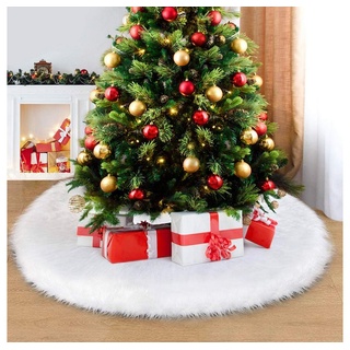 Juoungle Weihnachtsbaumdecke Weihnachtsbaumdecke, Rund Weihnachtsbaum Teppich Plüsch Rock weiß Ø 50 cm