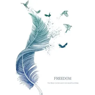 Pair Wandtattoo „blaue Feder“ (123 × 71 Cm)  Dekoratives Vogel-wandtattoo, Modernes Poster  Dekorativ Für Wohnzimmer, Schlafzimmer, Küche, Flur, Möbel, Badezimmer, Fliesen, Für Erwachsene, Jugendliche