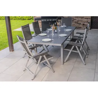 KETTLER BasicPlus Garten-Essgruppe, 6 Personen, ausziehbar, 180-240cm, Alu/Textilene, Klappstühle