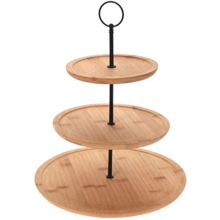 Spetebo Bambus Etagere mit 3 Etagen - 35 cm - Etagenständer 3-stöckig - Servierplatte Bambus Servierständer