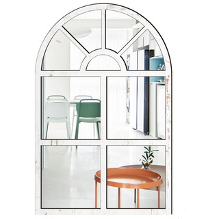 CULASIGN Wandspiegel mit Fensteroptik, 27x42cm, Vintage Bogen Spiegel Fensterspiegel Dekospiegel Dekorativer Hängespiegel für Flur, Schlafzimmer, Wohnzimmer (Weiß,MZ422)