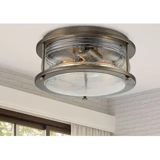 Kichler Deckenleuchte rund Aluminium Glas Ø30,5cm dimmbar IP44 bronze
