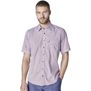 Kurzarmhemd CASAMODA "CASAMODA Freizeithemd Kurzarm Print", Herren, Gr. XL, Normalgrößen, rosa (rot), 100% Baumwolle, bedruckt, lässig geschnitten, Hemden