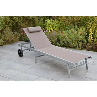 MERXX Gartenliege Tessin, Set, 1 Gartenliege mit Kopfkissen, Mit Rollen, Verstellbare Rückenlehne, mit Kopfkissen