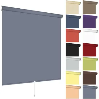 Springrollo Mittelzugrollo Schnapprollo viele Größen und Farben Montage Träger Metall Rollo Vorhang Blickdicht lichtdurchlässig Fenster Sonnenschutz Sichtschutz Blendschutz (60 x 180 cm, Dunkelgrau)