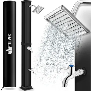 tillvex® Solardusche 40 Liter inkl. Abdeckung | Gartendusche warmes Wasser