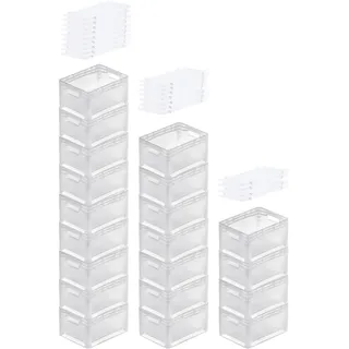 PROREGAL SuperSparSet 20x Transparenter Eurobehälter LightLine mit offenem Griff & Auflagedeckel | HxBxT 22x30x40cm | 24 Liter | Eurobox Transportbox Transportbehälter Stapelbehälter