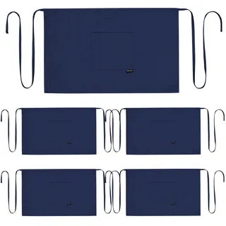PALLTEX AMAYA Vorbinder Männer Kurz Vorbinder Damen Kurz Schürze Damen Schürze Herren für Kochen Basteln Malen Backen (Blau - 5 Stücke) - Einheitsgröße