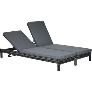 Outsunny Polyrattan Doppelliege Sonnenliege Gartenliege Für 2 Personen Relaxlieg