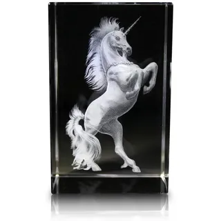 VIP-LASER 3D XL Glas Kristall Einhorn Unicorn Feenstaub Gravur Geschenk Weihnachten und Geburtstag