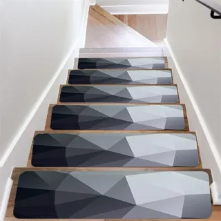 Surwin Modern Stufenmatten 5 Stück Weich rutschfest Treppenstufen Matten, Innen Stufenteppich, Wohnung Treppenteppich, Stufenteppich, Treppenmatten Gummirückseite (76x20cm,Grau)