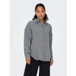 ONLY Blusenshirt Langarm Bluse Weites Oversize Hemd Shirt ONLIRIS 5635 in Grau grau L (40)