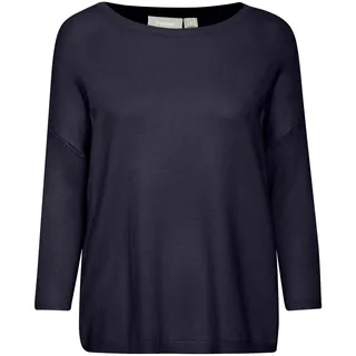 fransa FRBLUME Damen Strickpullover Feinstrick Pullover mit U-Boot-Ausschnitt und 3/4 Ärmeln wahlweise mit Streifenmuster, Größe:M, Farbe:Navy Blazer (193923) - M