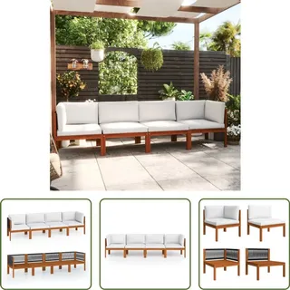 The Living Store 4-Sitzer-Gartensofa mit Kissen Massivholz Akazie - Creme