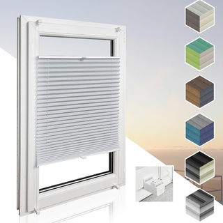 Home-Vision® Premium Plissee Faltrollo ohne Bohren mit Klemmträger / -fix (Silber, B125cm x H200cm) Blickdicht Sonnenschutz Jalousie für Fenster & Tür
