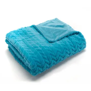 Plaid Chevron türkis 130x170 cm - Blau Polyester Amadeus 130x1 cm
