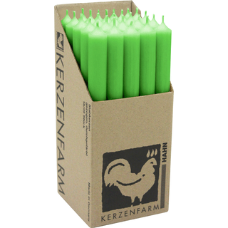 Stabkerzen aus Paraffin, 250/22 mm, Grün, KERZENFARM HAHN, Brenndauer ca. 12h, 25 Stück pro Verpackung