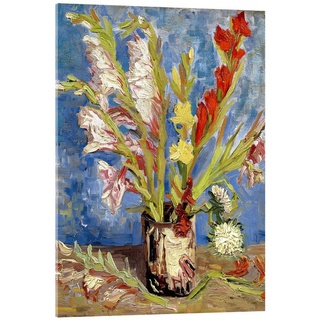 Posterlounge Acrylglasbild Vincent van Gogh, Vase mit Gladiolen und China Astern, Wohnzimmer Malerei blau 70 cm x 90 cm