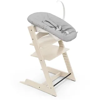 Tripp Trapp Stuhl von Stokke (Vanilla White) mit Newborn Set (Grey) - Für Neugeborene bis zu 9 kg - Gemütlich, sicher & einfach zu verwenden