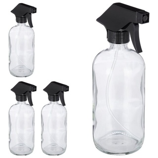 relaxdays Sprühflasche 4 x Sprühflasche aus Glas schwarz|weiß