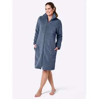 Plantier Damenbademantel Bademantel Langarm, Polyester, Reißverschluss blau 48/50
