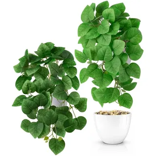 Kunstpflanze Künstliche Hängepflanzen im bruchfesten Topf, Hängepflanze künstlich Efeu, Monstera, Philodendron, Calathea, Pfeilblatt, Mosaik- & Zebrapflanze, PASCH, Bruchfester weißer Kunststofftopf 26 cm