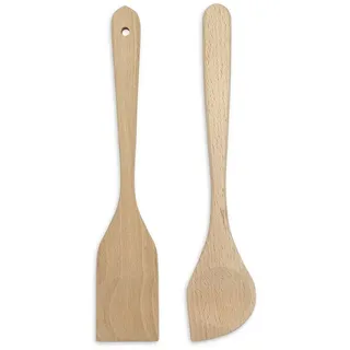 SOHFA Pfannenwender 2er Pfannenwender Set, europäisches Holz braun