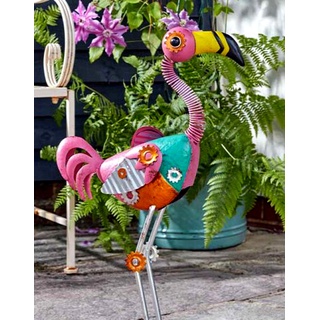 garden mile Funky Animals, lustige bunte Vögel, Hund Garten Dekorationen, für Ihre Blumenbeete, Wannen oder Pflanzgefäße, niedliche Metallmagisch (Mingo)
