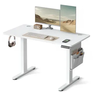 Songmics Höhenverstellbarer Schreibtisch 120 x 60 cm Wolkenweiß