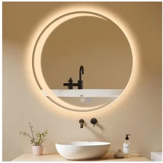 Nettlife Badspiegel led rund mit beleuchtung ablage Modern 50/60/70/80cm Dimmer (LED-Beleuchtung), Spiegel mit Entfogger Funktion weiß 80 cm x 80 cm