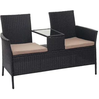 Mendler HWC-E24 132 x 55 x 84 cm schwarz/creme inkl. Tisch