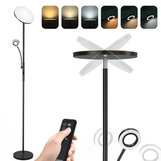 Modlicht Stehlampe Dimmbar 4200LM, 3000-6000K Stehlampe Wohnzimmer, Deckenfluter LED Dimmbare mit Fernbedienung & Touch-Steuerung, Stehleuchte Leselampe für Schlafzimmer Büro Höhle, Schwarz