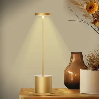 Nachttischlampen, Tischlampe, Stufenlos Dimmbar LED Tischleuchte, Metall Nachttischlampe, AKKU Schreibtischlampe, 3 Lichtfarben, Touch-Funktion, f... - Kupfer
