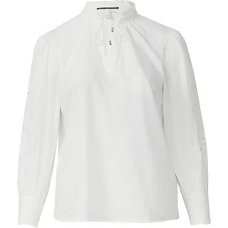 QS Leichte Baumwollbluse mit Stickerei am Ärmel Weiß 48