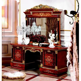 Xlmoebel Schminktisch Luxuriöser Schminktisch mit Barock-Spiegel und Stauraum (YB E38 SERIE Schminktisch II), Hergestellt in Europa rot