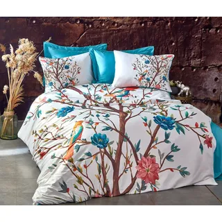 Nuit Des Rêves Single Quilt Cover Set (155 x 200 cm), 3D Printed Turquoise/White/Brown/Red, 100% Polyester Microsatin & Cotton | Zipper & Envelope Closure, Machine Washable