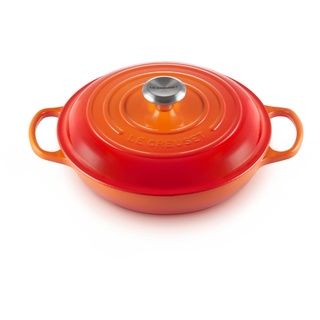 Le Creuset Signature Gusseisen Gourmet-Profitopf, Rund, Ø 26 cm, 2,2 l, Für alle Herdarten inkl. Induktion geeignet, 4,205 kg,Ofenrot, 21180260902430