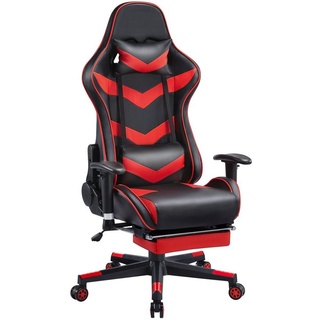 Yaheetech Gaming Chair, Gaming Stuhl Racing Stuhl Ergonomischer Drehstuhl Höhenverstellbarer Schreibtischstuhl PC Stuhl mit einstellbaren Armlehnen rot