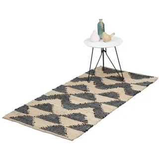 Relaxdays Zick-Zack Muster Teppichläufer 70 x 140 cm Beige/Schwarz