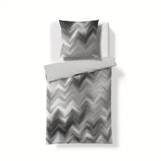 fleuresse Bettwäsche Fleuresse Valencia Samt Flanell Bettwäsche 240x220 Wende Zickzack, Flanell, 3 teilig grau