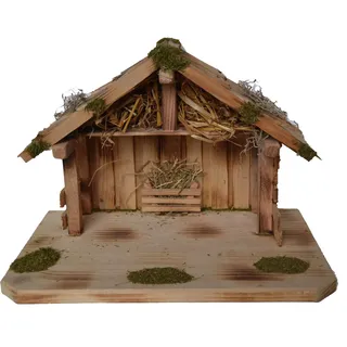 Alfred Kolbe Krippe Krippenstall für 9 cm Figuren, Massivholzboden, Weihnachtsdeko (1-tlg), Echtholz braun