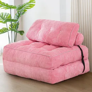 Faltbares Schlafsofa Mit Kissen, Umwandelbarer Schlafsessel, Rosa