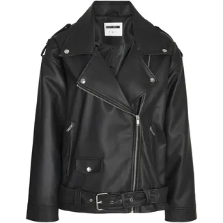 Noisy May Damen Nmpaulina Oversize Biker Jacket Noos Kunstlederjacke, Schwarz, XS EU - XS