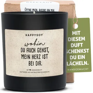Lieber Spruch Duftkerze im Glas aus Soja - handgemacht - nachhaltiges kleines schönes Geschenk - stilvolle Geschenkidee für Freundin Freund Partner Partnerin - mein Herz ist bei dir