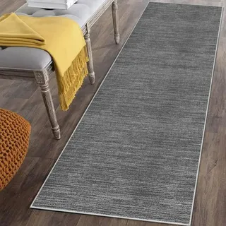 Läufer Teppich für Flur Lang Rutschfest 50 x 160 cm Grau Küchenläufer Teppich Läufer für Küche Waschbar Teppichläufer Flur Teppich Küchenteppich Schmutzfangmatte für Eingang Wohnzimmer Schlafzimmer