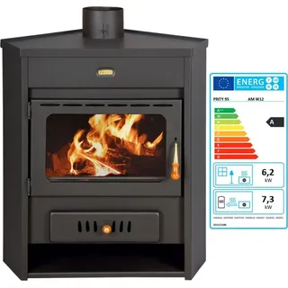 - Holzofen Wasserführender Kaminofen Herd Warmwasserboiler Prity AM W12 12+4 kw. - Schwarz