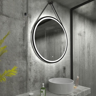 Home Deluxe - LED-Spiegel FIANA - 80 cm - Rund - 3 Verschiedene Lichtfarben - Antibeschlagssystem - 38 Watt Gesamtleistung I Wandspiegel Badspiegel Badezimmerspiegel